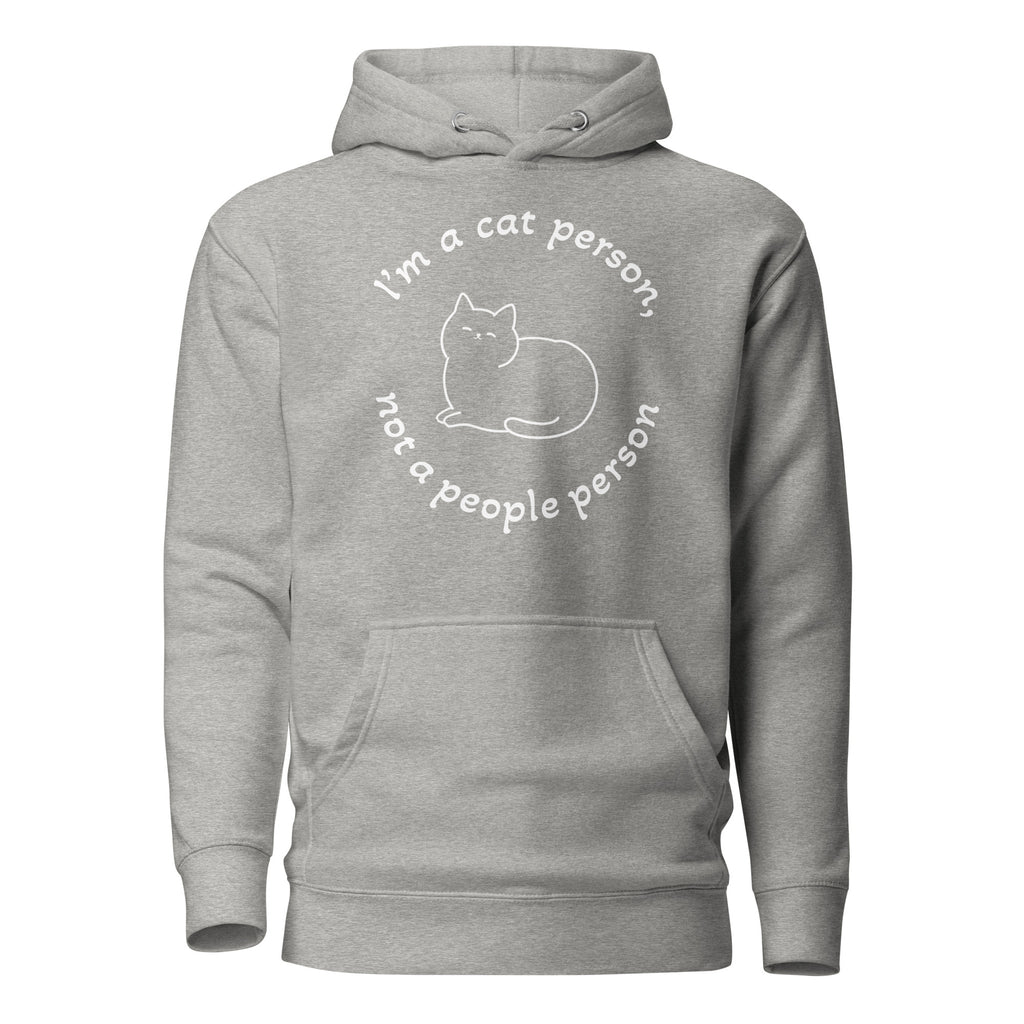 "Cat Person" harmaa unisex-huppari valkoisella printillä