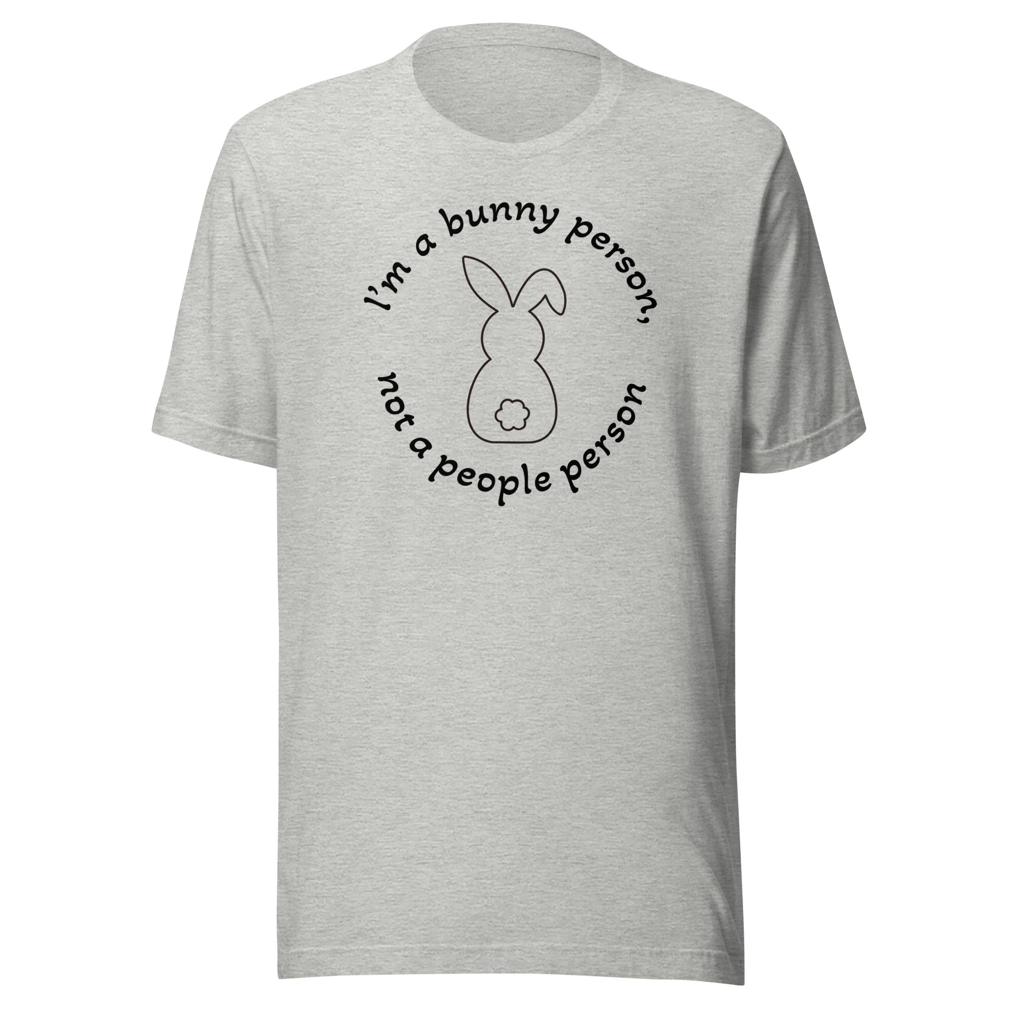 "Bunny Person" harmaa t-paita mustalla painatuksella