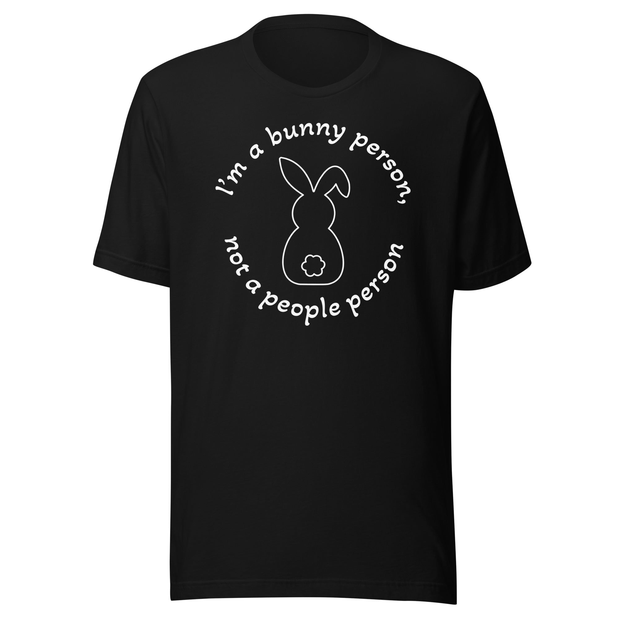 "Bunny Person" musta t-paita valkoisella painatuksella