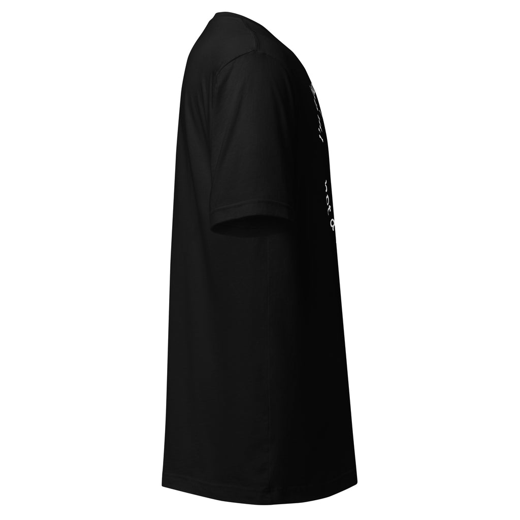 "Dog Person" musta unisex t-paita valkoisella painatuksella