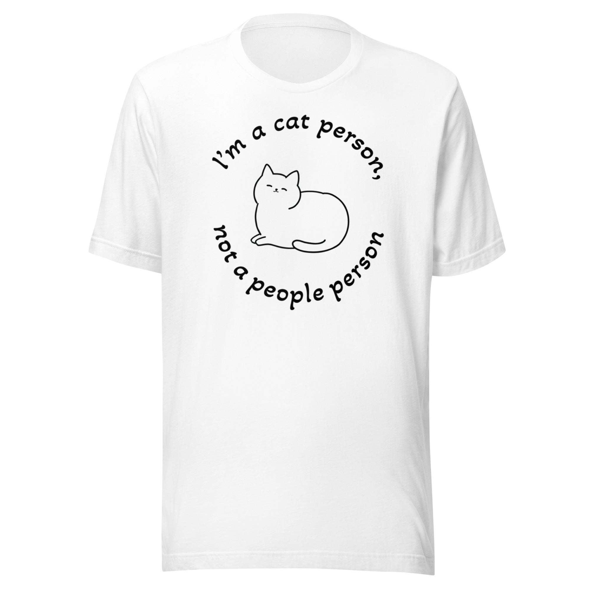 "Cat Person" valkoinen t-paita mustalla painatuksella